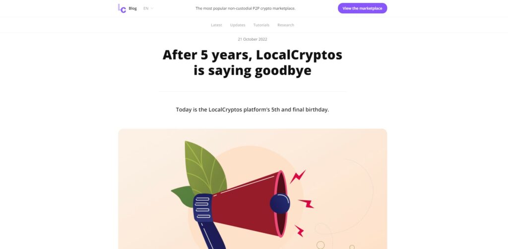 Screenshot of LocalCryptos blog