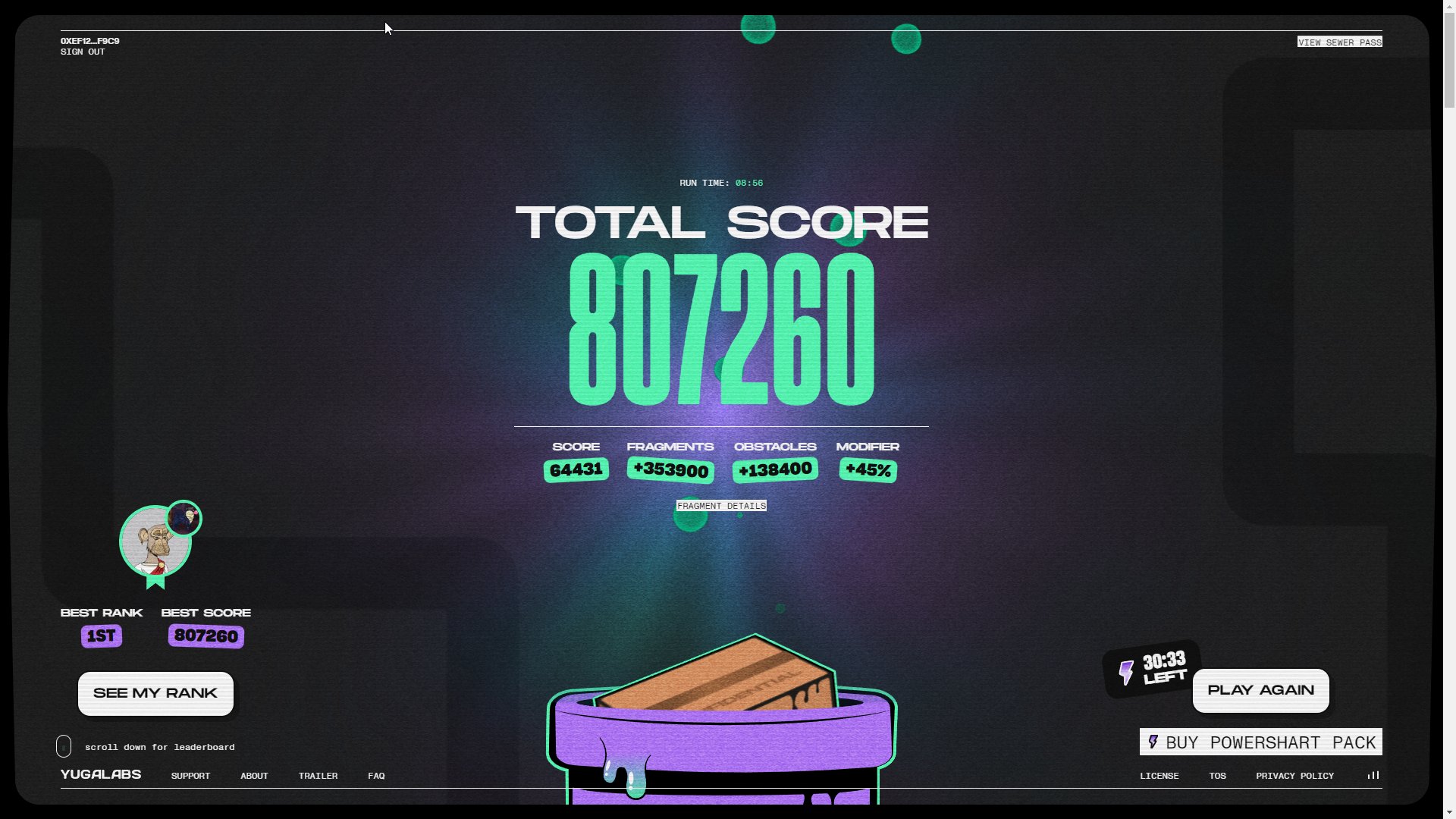 Fortnite player Mongraal set a high score on Bored Ape Yacht Club's game Dookey Dash