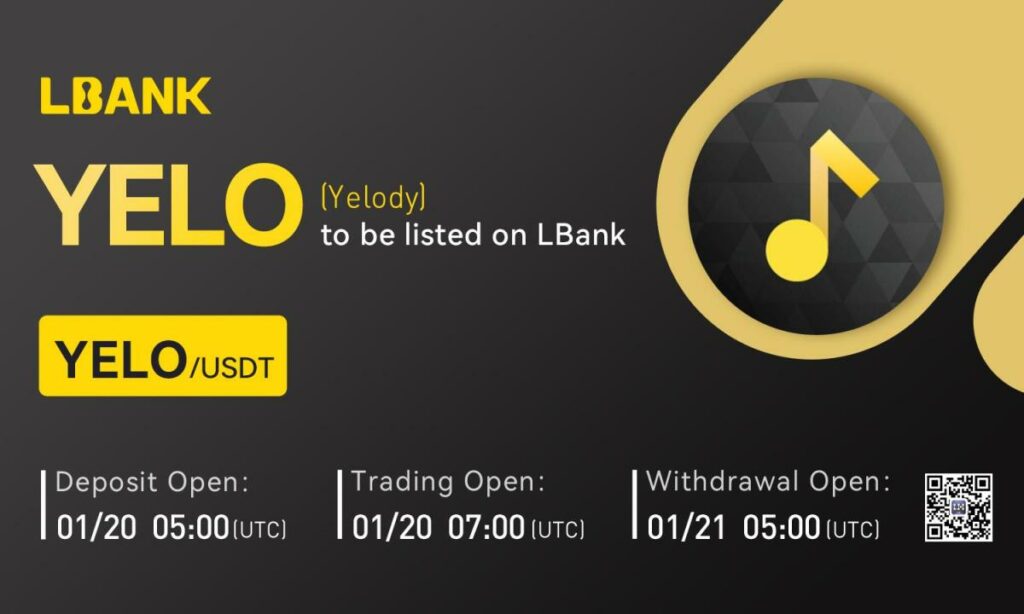 LBank Exchange has listed Yelody (YELO) on January 20, 2023 for all users of LBank Exchange with the YELO/USDT trading pair.