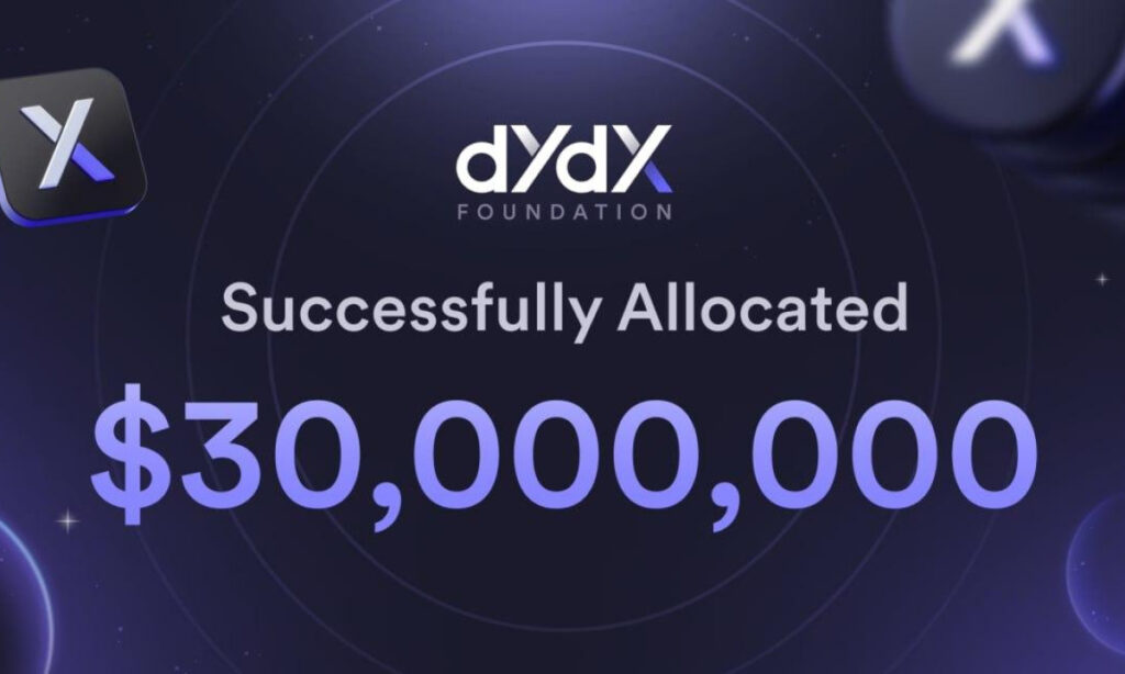 The dYdX Foundation is pleased to announce the successful allocation of $30M in DYDX from the dYdX Community Treasury