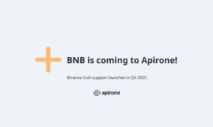 BNB integration announced for Q4 2025 in Apirone’s cryptogateway