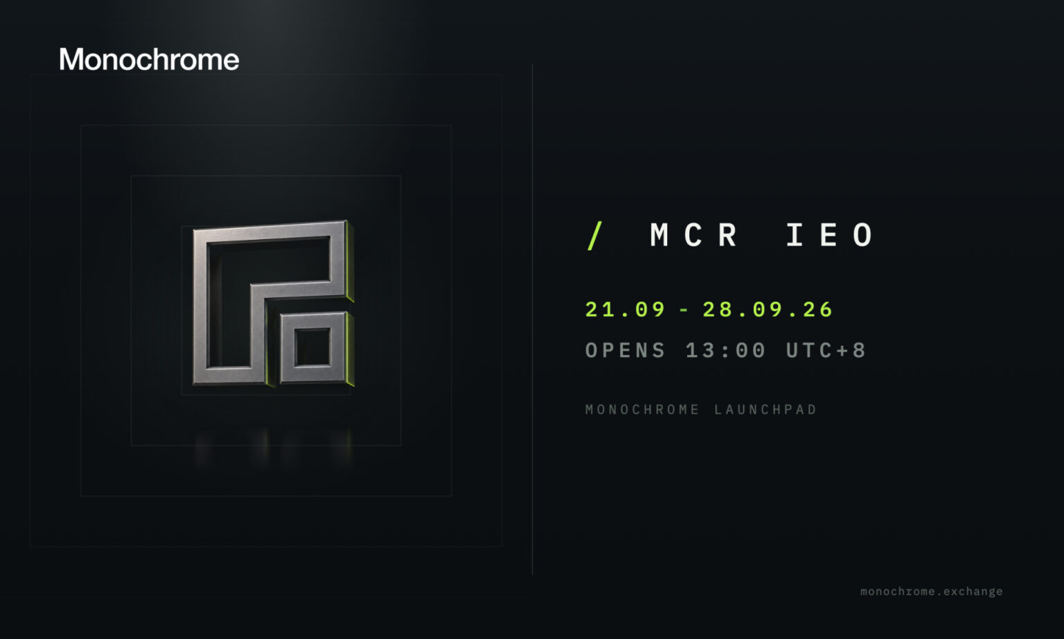Multi-Asset Trading Venue Monochrome Exchange Announces IEO of Its Native Token, $MCR
